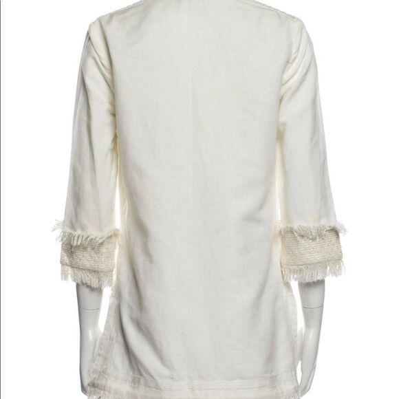 💙 Tory Burch White Fringe Tunic Top - Picture 3 of 3